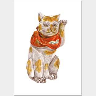 TITILEIN Lucky Cat Drawing Posters and Art